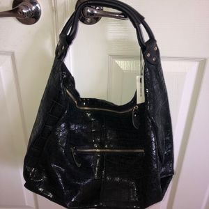 Lola Bernard Modena Black Shimmer Leather Bag
